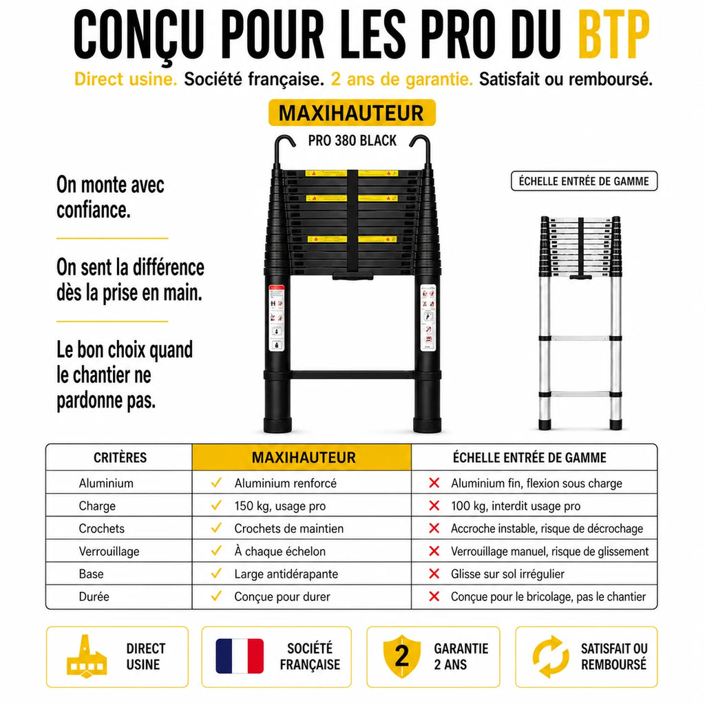 Échelle Télescopique Pro 380 Black | Altibat