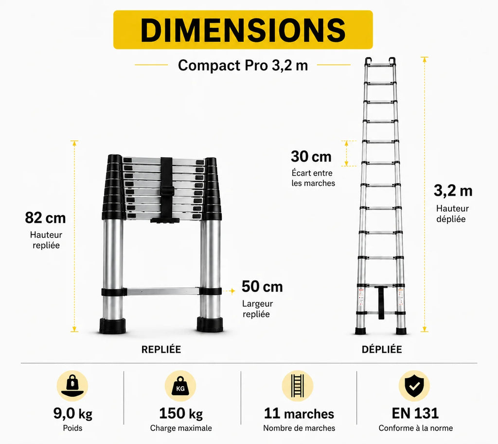 Échelle Télescopique Pro 320 HR Aluminium Haute Résistance | Altibat