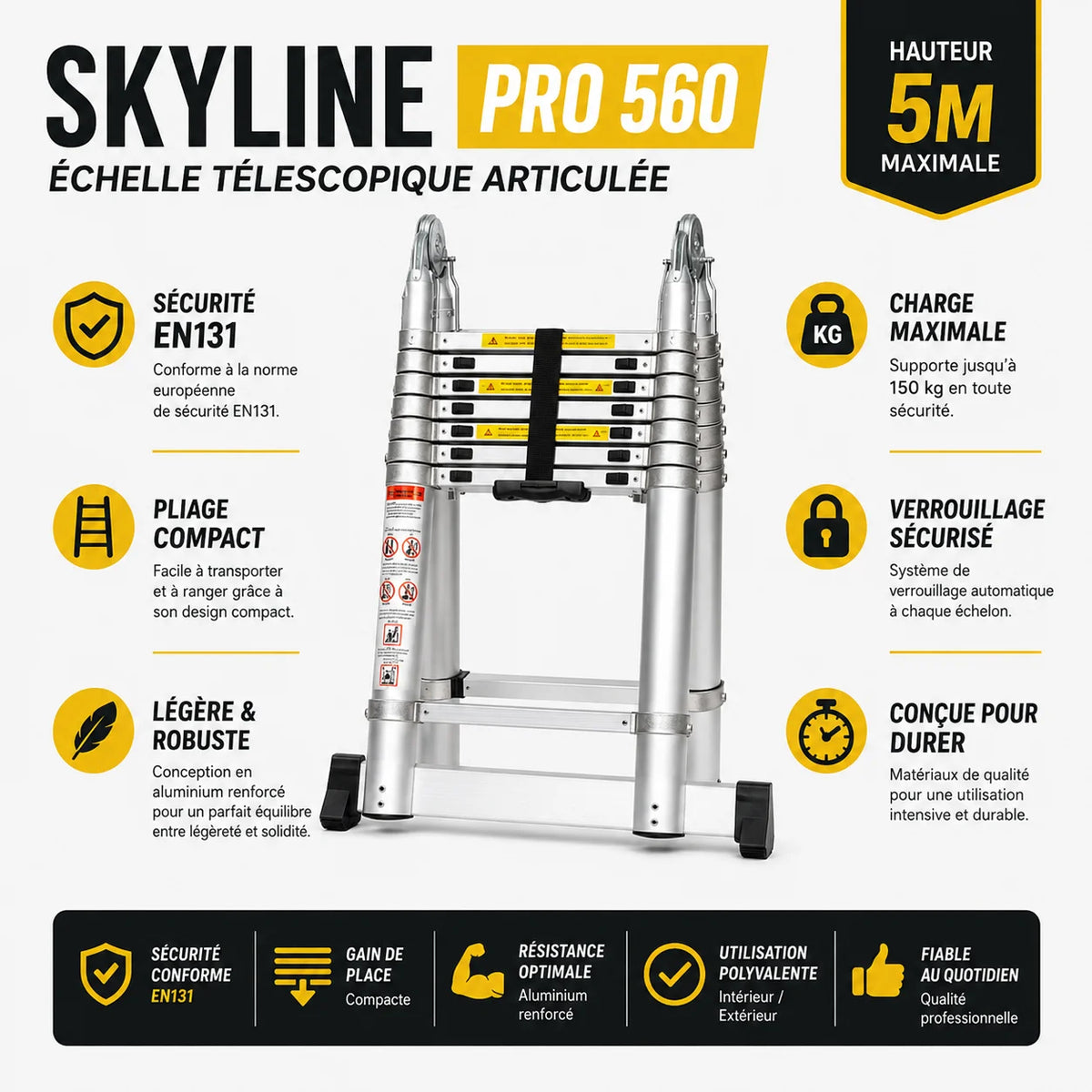 Échelle Skyline Pro 560 – Multifonction 4 en 1, 5,60 m | Altibat